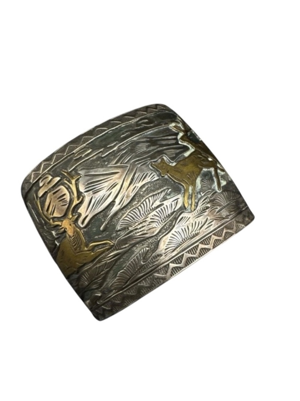 Vintage Sterling Silver Navajo Verdy Jake 12K GF Overlay Storyteller Cuff 7” - Picture 5 of 12